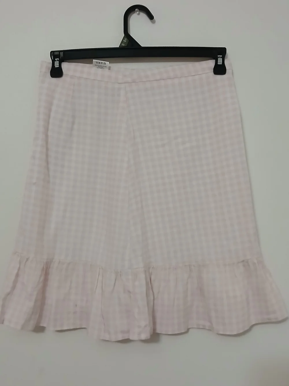 Draper James Pale Pink Gingham Ruffle-Hem A-Line Skirt